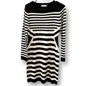 Calvin Klein | Striped Sweater Dress | Black & White | Slimming | Size Small